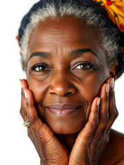 Shocked Beautiful African Woman Close-Up on White Background, Realistic Emotional Portrait

