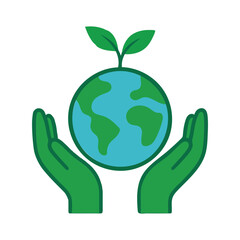 hand holding green earth