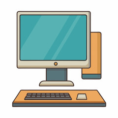 Minimal Desktop Computer Vector