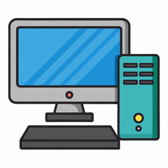 Minimal Desktop Computer Vector