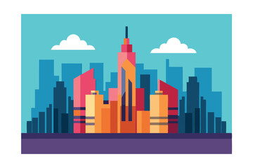 Obraz premium Vibrant Cityscape A Modern Metropolis Illustration
