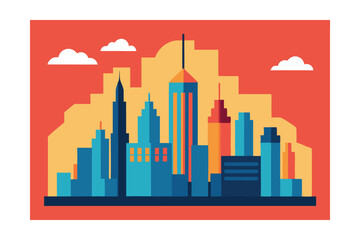 Fototapeta premium Vibrant Cityscape A Flat Design Illustration of a Modern Metropolis