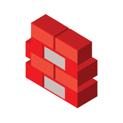 Fototapeta premium Isometric Red Brick Wall Structure Construction, Design, and Architecture