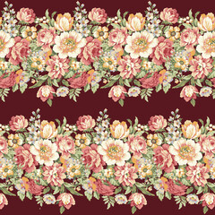 Horizontal floral stripe repeat pattern