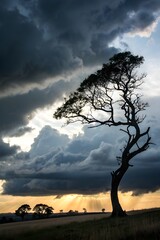 lonely tree in the sunset