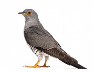 Obraz premium A detailed view of a cuckoo bird in its natural state, showcasing the bird's unique characteristics and color profile. The cuckoo bird is known for its distinctive appearance and solitary nature. 
