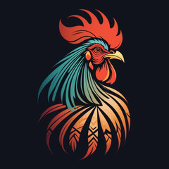 tribal rooster vector illustration