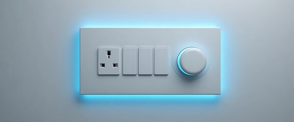 Smart Home Switches and Sockets Under Futuristic Light - Mockup