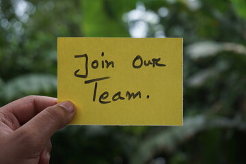 We are hiring trendy card post, Join our team recruiting message, Drop your CV sticky note message, Vacancy here icon