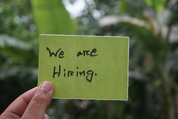 We are hiring trendy card post, Join our team recruiting message, Drop your CV sticky note message, Vacancy here icon