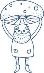 Bearded Gnome Holding Mushroom