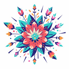 Minimal Floral Glitch Vector