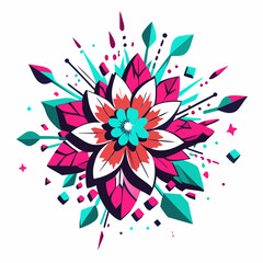 Minimal Floral Glitch Vector