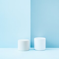 Modern minimalist display in soothing blue tones