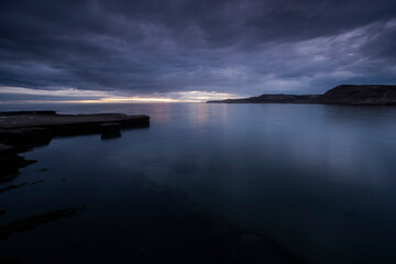 Coastal landscape in Peninsula Valdes at dusk, World Heritage Site, Patagonia Argentina