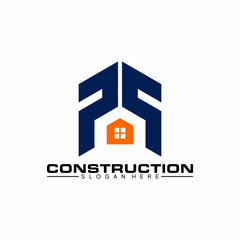 Real Estate logo design with initial letter PS and window.