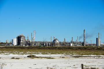 Industrial facilities of the Argentine petrochemical industry, Patagonia, Argentina.