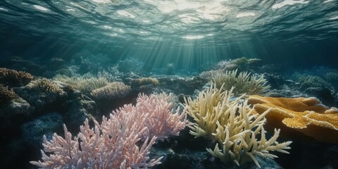 An ultra realistic scene depicting coral reef preservation and underwater ecosystems in a natural environment.