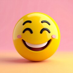 Fototapeta premium Happy Yellow 3D Emoji on Pastel Background