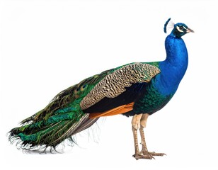 Obraz premium Peacock Isolated on White Background