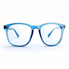Blue Square Eyeglasses on White Background