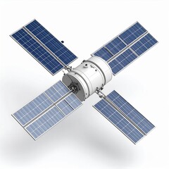 Detailed View of a White Spacecraft with Blue Solar Panels