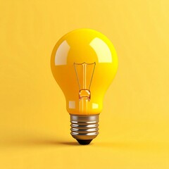 Yellow Lightbulb on Yellow Background