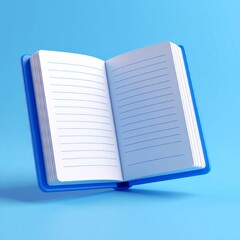 Open Blue Notebook on Light Blue Background