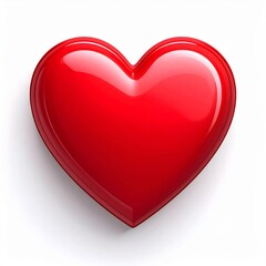 Glossy Red Heart on White Background