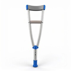 Blue And Silver Aluminum Crutches On White Background