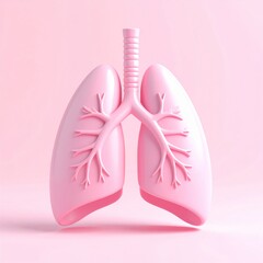 Pink 3D Rendered Lungs on Pastel Background