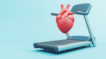 Treadmill with a heart symbolizing fitness and health concepts.