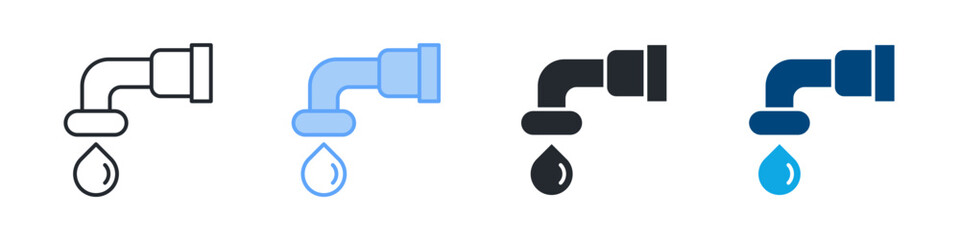 Water Supply Icon Set Multiple Style. Design In Outline, Blue, Glyph, Dualtone