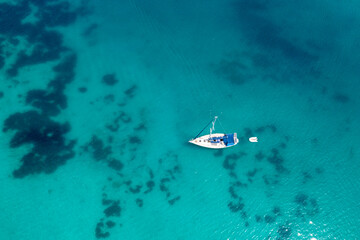 aerial view of the sea, summer season in Cesme, Dalyan district in Turkey