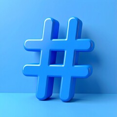 Obraz premium 3D Render of a Glossy Blue Hashtag Symbol