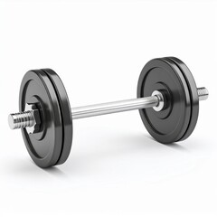 Obraz premium Black Metal Dumbbell on White Background