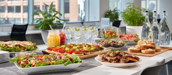 Office Feast: Vibrant Food and Refreshing Drinks for Gatherings