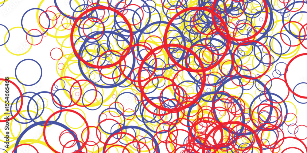 Poster abstract colorful circles overlapping in a dynamic composition with red yellow and blue colors on a 