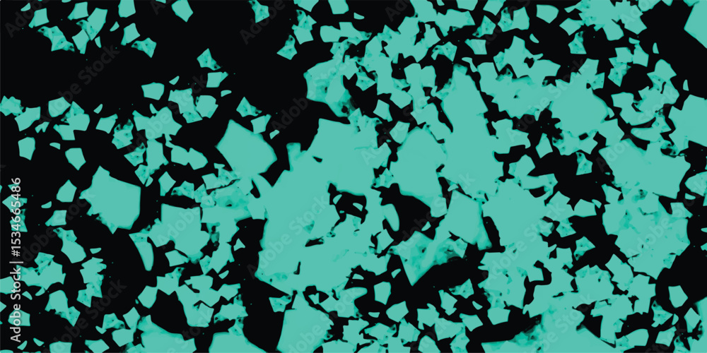 Aufkleber abstract composition of fractured teal shapes against a black background creating a unique geometric