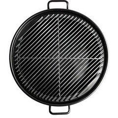 Round barbecue grill top view close up on white background