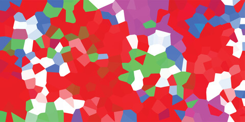 Abstract polygonal mosaic background design features an array of colorful geometric shapes in various shades of red blue green and white adding to the artistic appearance.