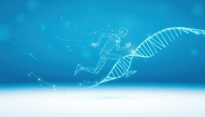 abstract background, stylized human figures Connected network pattern Spinning DNA helix background