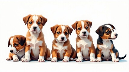 beagle puppies on white background