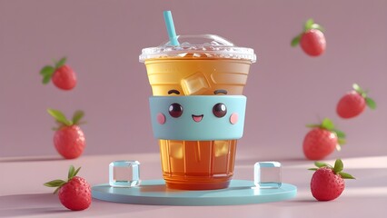 Cute iced tea with strawberries so refreshing perfect summer drink