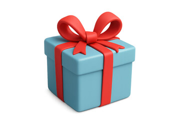 Obraz premium 3d rendering showing adorable gift box wrapped in red ribbon, floating against transparent backdrop, ideal for celebratory moments