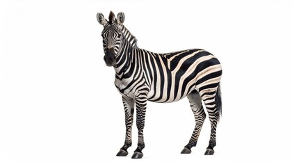 Fototapeta premium Striped Elegance: A captivating portrait of a zebra, showcasing its iconic black and white stripes. The image evokes a sense of natural beauty and the wild spirit of the African savanna. 