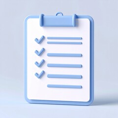 Blue Checklist Clipboard 3D Render
