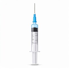 Medical Syringe with Needle on White Background