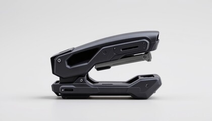 Modern black stapler with a sleek, futuristic design.