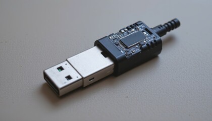 USB connector with audio jack and circuit design detail.